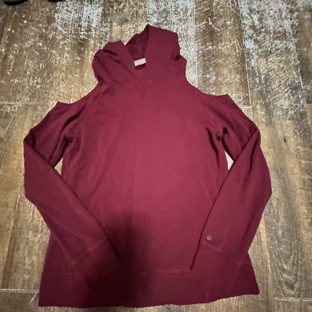 Calia by Carrie Underwood Women Maroon Cold Shoulder Hoodie Long Sleeve Small